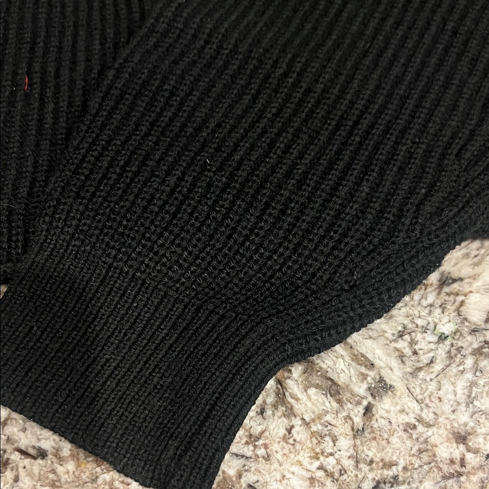 Two Fly Black Sweater Large Cropped with Silver Embroidery - Picture 5 of 7